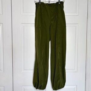 Rachel Zoe Pants Women S Olive Green Mid Rise Parachute Dressy Jogger Drawstring